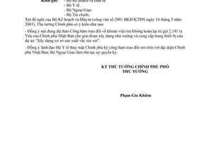 Công văn 730/CP-QHQT công hàm trao đổi cho dự án sản xuất Vắc-Xin