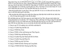 Công văn 258 CTY/CV xuất khẩu mật ong