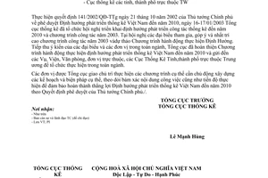 Công văn 02/TCTK-VP thực hiện Chương trình hành động định hướng chiến lược ngành TK