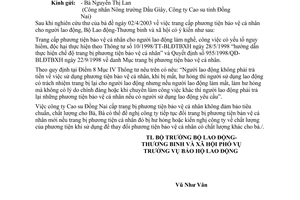 Công văn 333/LĐTBXH-BHLĐchế độ trang bị phương tiện bảo vệ cá nhân cho người lao động