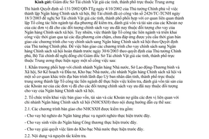 Công văn số 4479 TC/TCNH ngày 02/05/2003 hướng dẫn bàn giao