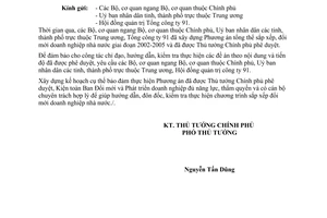 Công văn 556/CP-ĐMDN củng cố Ban đổi mới và phát triển doanh nghiệp nhà nước trực thuộc Bộ, địa phương, Tổng Cty 91