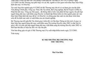 Công văn 1075/TM-XNK triển khai thực hiện Hiệp định dệt may với Hoa Kỳ