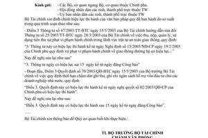 Công văn 5244 TC/VP đính chính hiệu lực thi hành của văn bản pháp quy