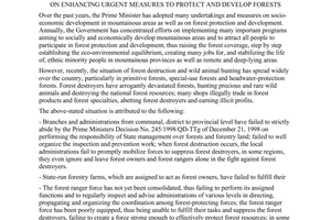 Dirrective No. 12/2003/CT-TTg of May 16, 2003, on enhancing urgent measures to protect and develop forests