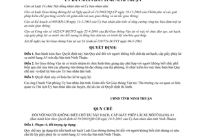 Quyết định 59/2003/QĐ-UB sát hạch cấp phép lái xe mô tô người không biết chữ Ninh Thuận