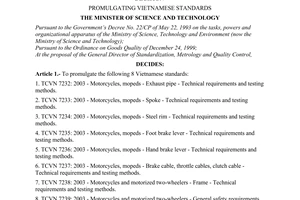 Decision No. 11/2003/QD-BKHCN of May 16, 2003, promulgating Vietnamese standards