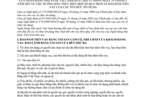 Thông tư 07/2003/TT-NHNN hướng dẫn thực hiện bảo đảm tiền vay của các tổ chức tín dụng