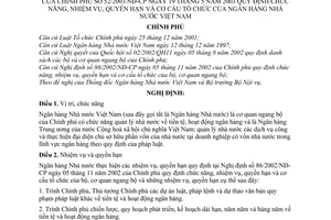 Nghị định 52/2003/NĐ-CP chức năng, nhiệm vụ, quyền hạn cơ cấu tổ chức của Ngân hàng Nhà nước Việt Nam