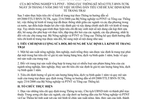 Thông tư liên tịch 62/2003/TTLT-BNN-TCTK hướng dẫn tiêu chí xác định kinh tế trang trại