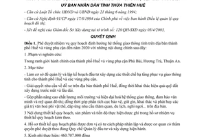 Quyết định 1304/QĐ-UB duyệt quy hoạch định hướng hệ thống giao thông Thừa Thiên Huế 2003 2020