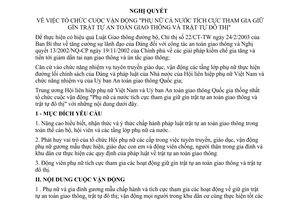 Nghị quyết liên tịch 01/2003/NQLT-HPN-UBATGTQG tổ chức cuộc vận động Phụ nữ cả nước tham gia giữ gìn trật tự an toàn giao thông và trật tự đô thị