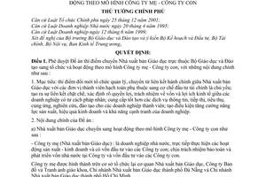 Quyết định 102/2003/QĐ-TTg thí điểm chuyển Nhà xuất bản Giáo dục sang tổ chức hoạt động theo mô hình Công ty mẹ con