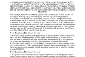 Thông tư 11/2003/TT-BLĐTBXH chính sách lao động dôi dư do sắp xếp lại doanh nghiệp Nhà nước