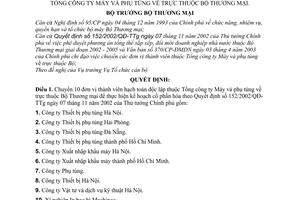 Quyết định 612/2003/QĐ-BTM chuyển đơn vị thành viên hạch toán độc lập thuộc Tổng công ty Máy và phụ tùng về  Bộ Thương mại