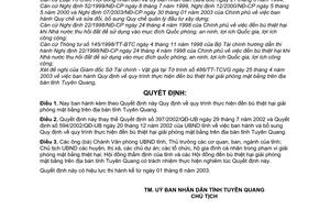 Quyết định 65/2003/QĐ-UB  quy trình thực hiện đền bù thiệt hại