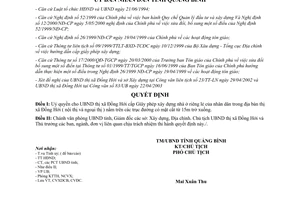 Quyết định 15/2003/QĐ-UB bổ sung 04/2001/QĐ-UB uỷ quyền cấp Giấy phép Xây dựng Quảng Bình