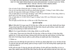 Quyết định 60/2003/QĐ-BQP biệt phái sỹ quan sang Sở giáo dục và đào tạo tỉnh, thành phố thuộc trung ương trọng điểm
