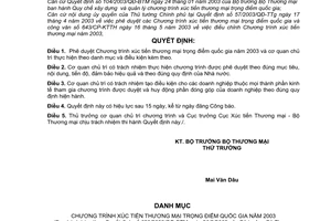 Quyết định 620/2003/QĐ-BTM chương trình xúc tiến thương mại trọng điểm quốc gia năm 2003