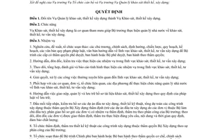 Quyết định 722/QĐ-BXD đổi tên vụ quản lý khảo sát thiết kế xây dựng thành vụ khảo sát thiết kế xây dựng chức năng nhiệm vụ  quyền hạn cơ cấu tổ chức