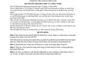 Quyết định 13/2003/QĐ-BKHCN Danh mục động cơ phụ tùng xe máy phải áp dụng tiêu chuẩn Việt Nam