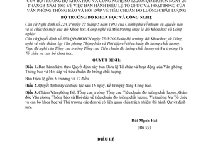 Quyết định 12/2003/QĐ-BKHCN Điều lệ Tổ chức hoạt động Văn phòng Thông báo hỏi đáp tiêu chuẩn đo lường chất lượng
