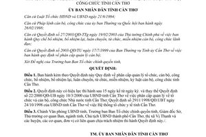 Quyết định 42/2003/QĐ-UB Quy định phân cấp quản lý cán bộ công chức