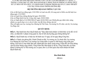 Quyết định 1510/2003/QĐ-BGTVT trách nhiệm hình thức xử lý tổ chức, cá nhân vi phạm trong quản lý, bảo trì kết cấu hạ tầng giao thông đường bộ