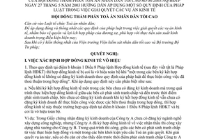 Nghị quyết 04/2003/NQ-HĐTP hướng dẫn áp dụng quy định của pháp luật trong việc giải quyết các vụ án kinh tế