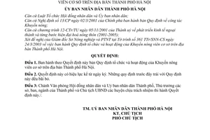 Quyết định 65/2003/QĐ-UB tổ chức hoạt động Khuyến nông viên cơ sở địa bàn Hà Nội