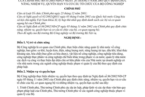 Nghị định 55/2003/NĐ-CP chức năng, nhiệm vụ, quyền hạn cơ cấu tổ chức  Bộ Công nghiệp