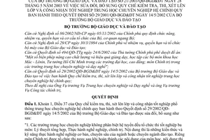 Quyết định 21/2003/QĐ-BGDĐT sửa đổi QĐ 29/2002/QĐ-BGD&ĐT kiểm tra thi xét lên lớp công nhận tốt nghiệp trung học chuyên nghiệp hệ chính quy