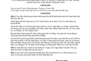 Nghị định 56/2003/NĐ-CP thành lập huyện Pác Nặm thuộc tỉnh Bắc Kạn