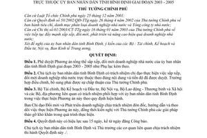 Quyết định 106/2003/QĐ-TTg  Phương án sắp xếp đổi mới doanh nghiệp nhà nước thuộc ủy ban nhân dân tỉnh Bình Định giai đoạn 2003 - 2005