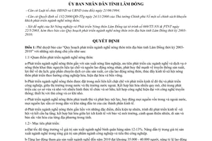 Quyết định 66/2003/QĐ-UB Quy hoạch phát triển ngành nghề nông thôn Lâm Đồng 2003-2010
