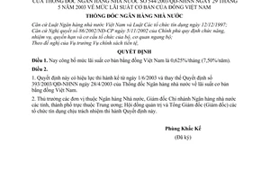 Quyết định 544/2003/QĐ-NHNN mức lãi suất cơ bản bằng Đồng Việt Nam