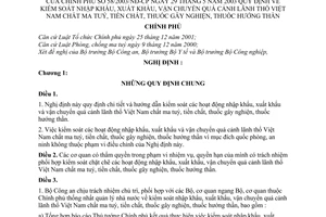 Nghị định 58/2003/NĐ-CP  kiểm soát nhập xuất khẩu, vận chuyển quá cảnh lãnh thổ Việt Nam chất ma tuý, tiền chất, thuốc gây nghiện hướng thần