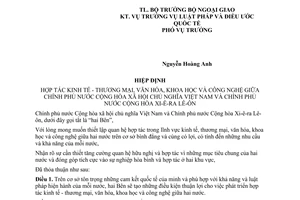 Hiệp định hợp tác kinh tế - thương mại, văn hóa, khoa học công nghệ giữa Việt Nam Xi-ê-ra Lê-ôn 15/2004/LPQT