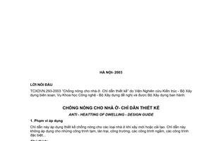 Tiêu chuẩn xây dựng Việt Nam TCXDVN 293 :2003 về chống nóng cho nhà ở - Chỉ dẫn thiết kế do Bộ Xây dựng ban hành
