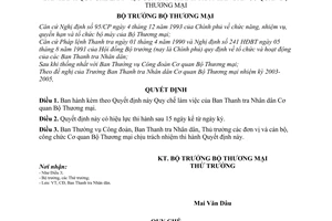 Quyết định 0506/2003/QĐ-BTM Quy chế làm việc Ban Thanh tra Nhân dân Cơ quan Bộ Thương mại