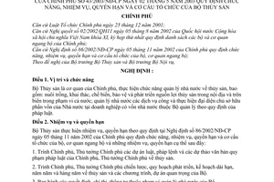 Nghị định 43/2003/NĐ-CP  chức năng, nhiệm vụ, quyền hạn cơ cấu tổ chức Bộ Thủy sản