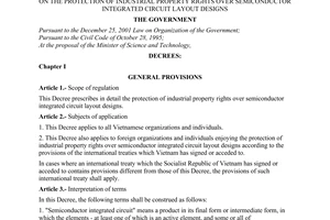 Decree No. 42/2003/ND-CP of May 2, 2003, on the protection of industrial property rights over semiconductor integrated circuit layout designs