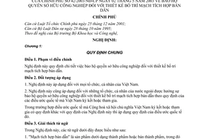 Nghị định 42/2003/NĐ-CP bảo hộ quyền sở hữu công nghiệp đối với thiết kế bố trí mạch tích hợp bán dẫn