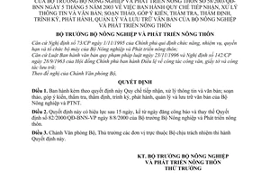Quyết định 58/2003/QĐ-BNN Quy chế tiếp nhận xử lý thông tin soạn thảo góp ý kiến thẩm tra định trình ký phát hành quản lý lưu trữ văn bản