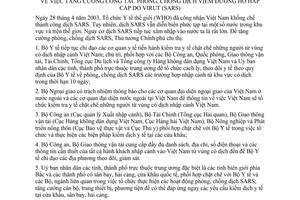 Chỉ thị 11/2003/CT-TTg tăng cường công tác phòng chống dịch viêm đường hô hấp cấp virut SARS