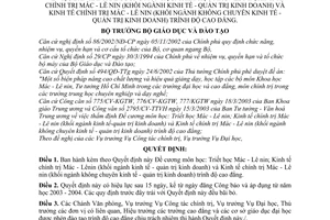 Quyết định 19/2003/QĐ-BGDĐT Đề cương môn Triết học Mác - Lê nin  Kinh tế chính trị Mác - Lê nin trình độ cao đẳng