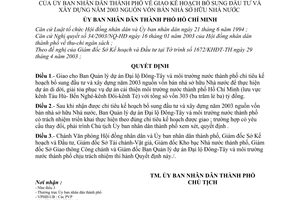 Quyết định 69/2003/QĐ-UB giao kế hoạch bổ sung đầu tư xây dựng năm 2003  vốn bán nhà sở hữu Nhà nước