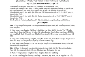 Quyết định 1330/2003/QĐ-BGTVT vùng nước cảng biển thuộc địa phận Đà Nẵng, tỉnh Quảng Nam khu vực trách nhiệm Cảng vụ Đà Nẵng