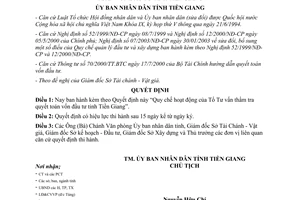 Quyết định 31/2003/QĐ-UB Quy chế hoạt động tổ tư vấn thẩm tra quyết toán vốn đầu tư Tiền Giang