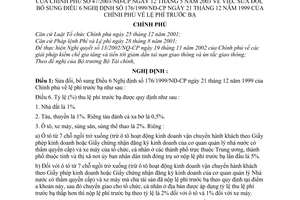 Nghị định 47/2003/NĐ-CP lệ phí trước bạ sửa đổi Nghị định 176/1999/NĐ-CP